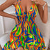 Selling Women's Clothes Deep V Strap Wooden Ear Shirring Backless Sexy Dress