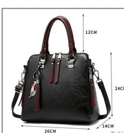 Superior Leather Tassel Cat Pendant Handbag