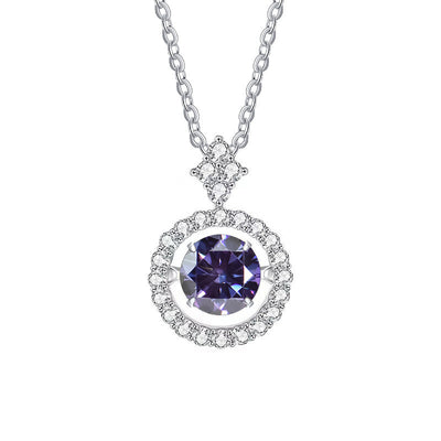 Live Hot S925 Sterling Silver Pulsatile Heart Moissanite Pendant Female Light-chasing Smart Clavicle Chain Moissanite Necklace
