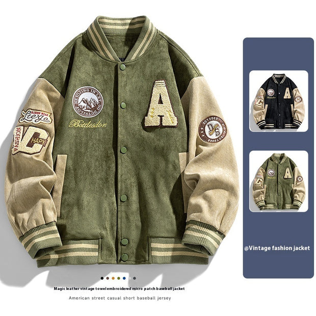 American Retro Loose Letter Baseball Jacket