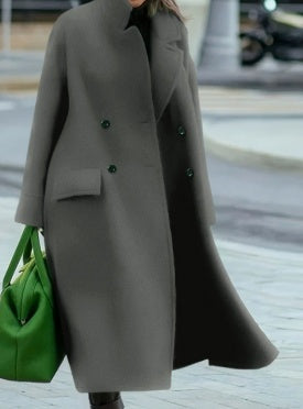 European And American Women's New Long Sleeved Large Woolen Overcoat