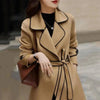 Western Style Contrast Color Mid-length Woolen Coat