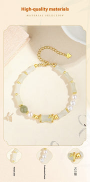 Hetian Jade Bamboo S925 Sterling Silver Niche Freshwater Pearl Bracelet