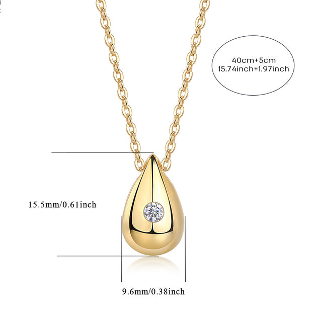 Dreamy Water Drop - A Trendy Diamond Jewelry Necklace Pendant Set With 1-carat Moissanite S925 Sterling Silver And Gold Plating