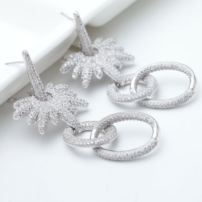 Steel needle copper inlaid AAA zircon earrings