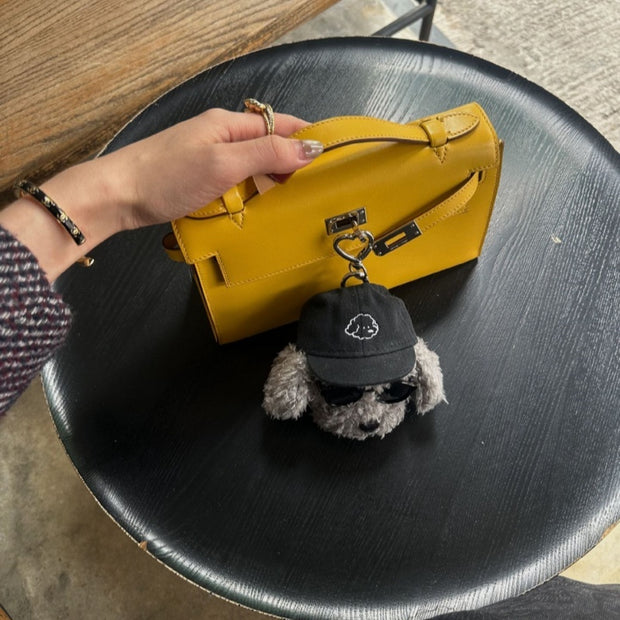 Gray Plush Doll Cute Cartoon Sunglasses Puppy Toy Bag Package Pendant