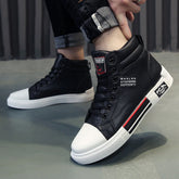 White Men Casual Tennis Comfortable Lace-up Leather Shoes