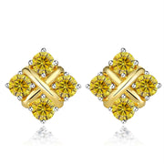 Korean Style S925 Pt950 Gold Plated Geometric Moissanite Stud Earrings