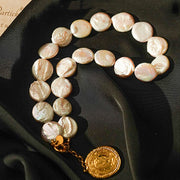 Vintage Gold Coin Badge Necklace