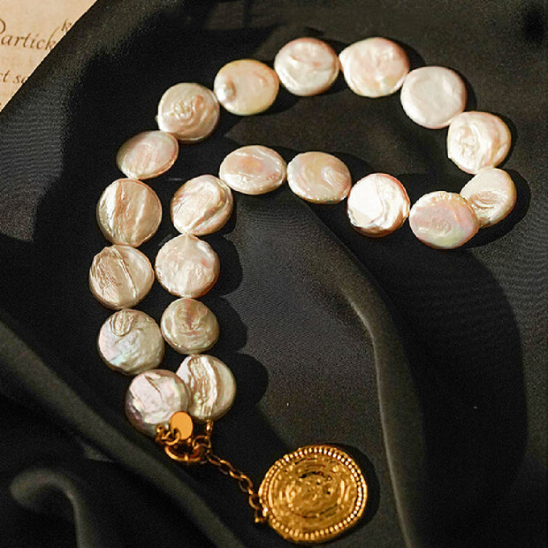 Vintage Gold Coin Badge Necklace