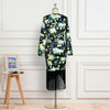 Puff sleeve printed fringed dress