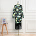 Puff sleeve printed fringed dress