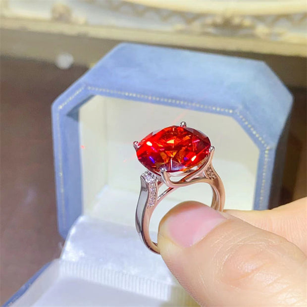 10 Karat Pigeon Blood Red Moissanite Ring European And American Micro-inlaid