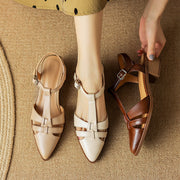 French Retro Roman Closed Toe Sandals For Women