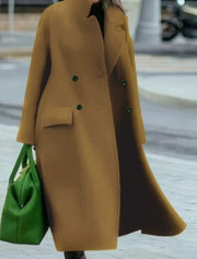 European And American Women's New Long Sleeved Large Woolen Overcoat