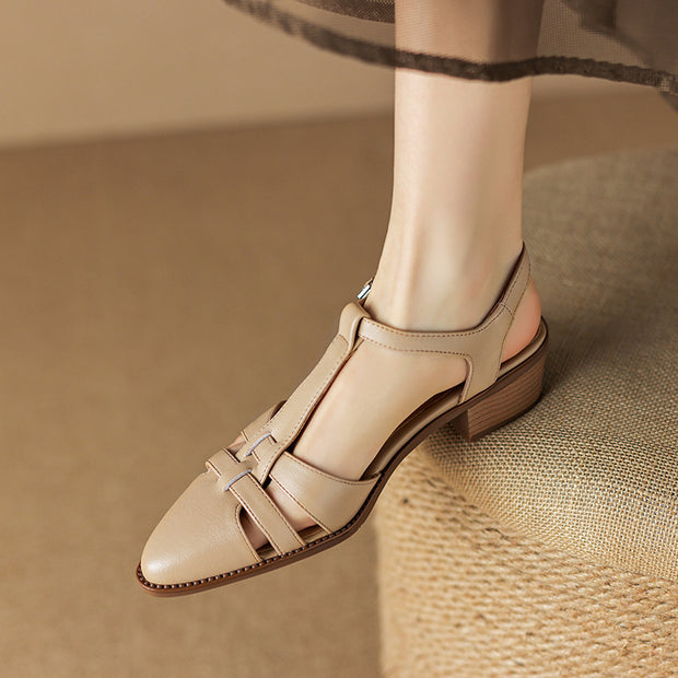 French Retro Roman Closed Toe Sandals For Women