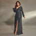 Long Striped V-neck Evening Gown New Design