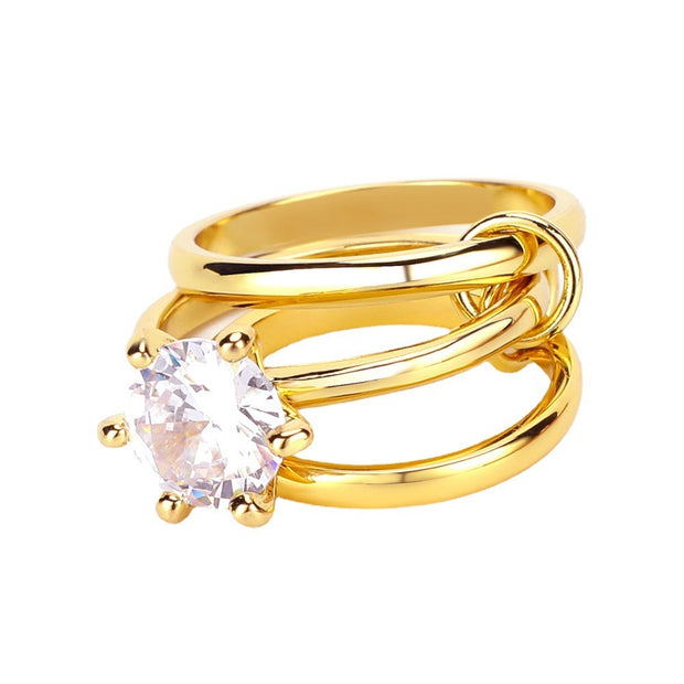 Diamond Ins Fashion Personality European And American Zircon Non-fading Ring