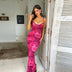 Women's Clothing Slim Fit Backless Lace V-neck Suspenders Dress Women Douson Odeh