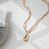 Special-shaped Oval Double-layer OT Buckle Long Twin Necklace