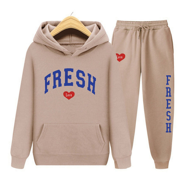 Fashion Printed Sports Sweater Warm Hoodie Casual Suit