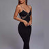 Crystal Drill Chain Straps Tulle Stitched Backless Evening Gown