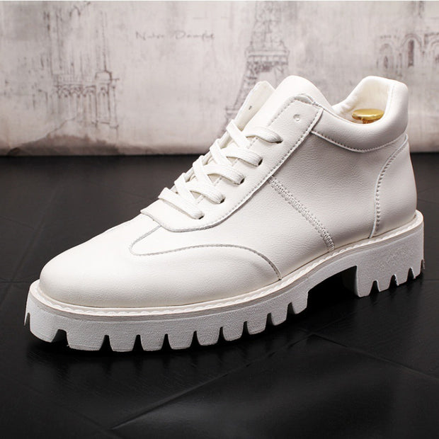 All-match Casual Leather Shoes, Personalized Pointed Shoes, High-top Sneakers