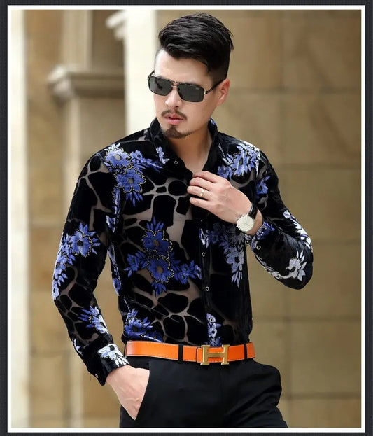 Long Sleeve Shirt Slim Fashion Men Douson Odeh