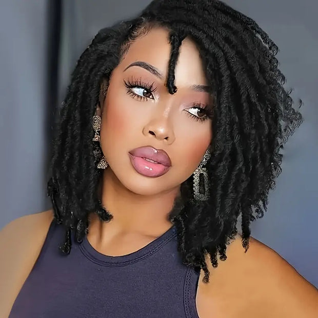 Short Hair Braided Non-toxic Wig African Curly Wig Synthetic Wig African Hair Braided Hook Braided Wig Dirty Braid Headgear