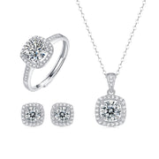Korean Style Asterism Moissanite Ring Necklace Suit