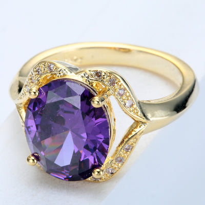 Copper Inlaid Zircon Ring