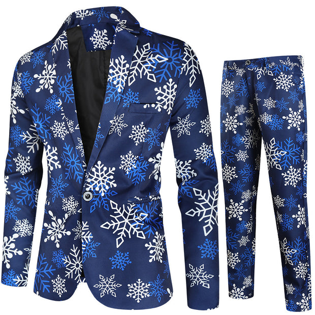 Men's Casual Printing Suit Vest Trouser Suit
