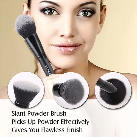 ZOREYA 15-Piece Makeup Brush Set with Black Handles Mi tienda