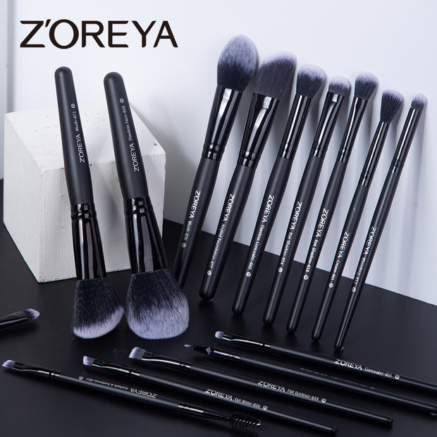 ZOREYA 15-Piece Makeup Brush Set with Black Handles