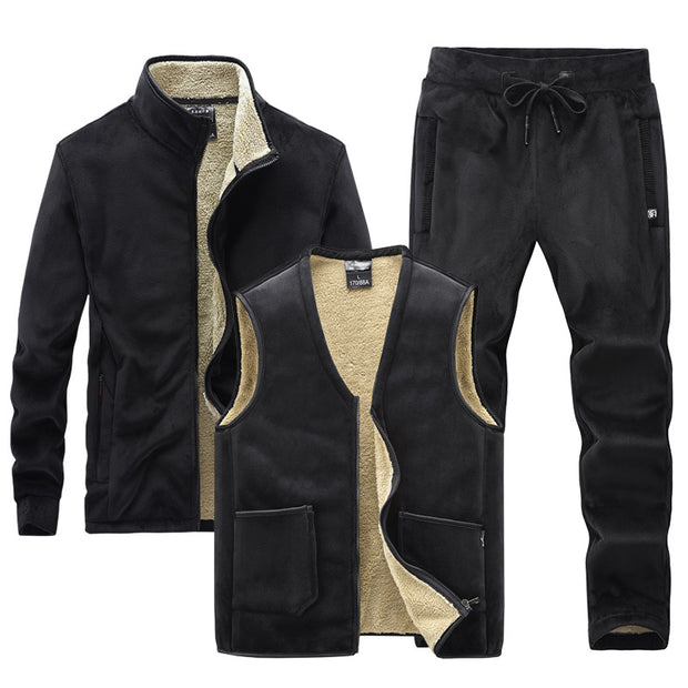 Middle-aged And Elderly Men's Fleece Thick Sports Suit