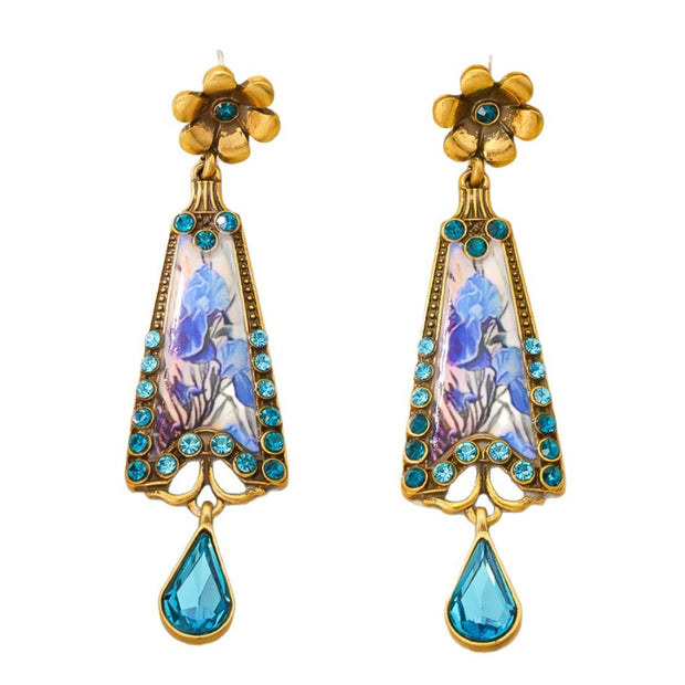Enamel Painted Light Luxury Inlaid Zirconium Ethnic Earrings