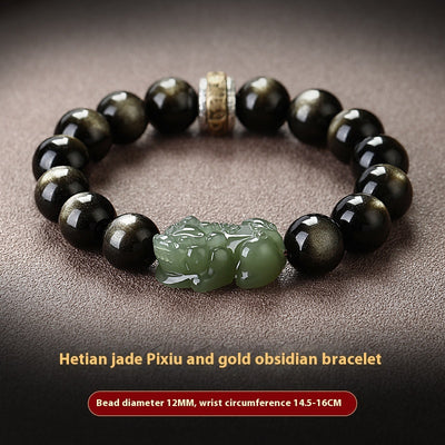 Natural Rainbow Eye Obsidian Bracelet