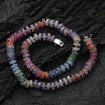 8mm Wide Colorful Circle Tennis Necklace