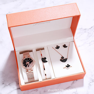 Fashion bracelet necklace ring ladies watch set