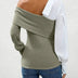 Elegant One Shoulder Patchwork Knit Top