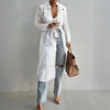 Women's Solid Color Half Sheer Long Sleeve Cardigan With Buttons & Belt - Lightweight Cover-Up For Summer