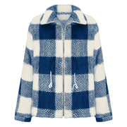 Women's Long-sleeved Plaid Lapel Zipper Plush Coat