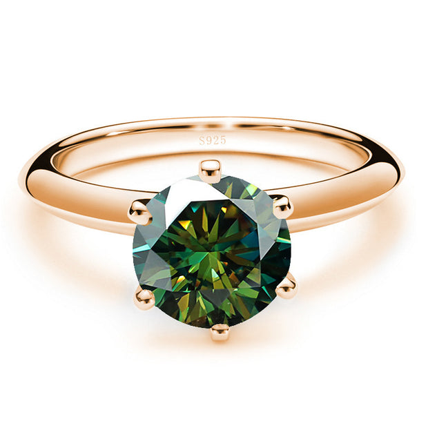 Moissanite Ring Female S925 Silver 18K Gold Plating