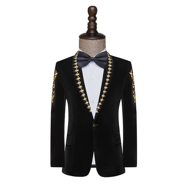 Art Examination Dress Velvet Black Suit Coat