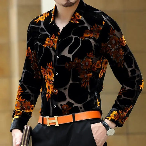 Long Sleeve Shirt Slim Fashion Men Douson Odeh
