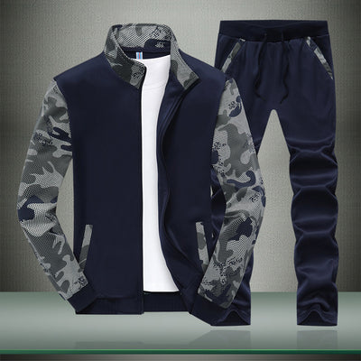 Sports Sweater Casual Stand Collar Camouflage Sleeves Men's Suit