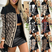 Long Sleeve Zipper Color Matching Printing Lapel Small Coat