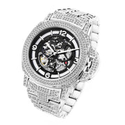 Men's Full Diamond Luminous Hollow Out Bottom Mechanical Watch