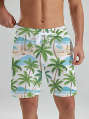Hawaii Men's Beach Shorts Tropical Plant 3D Printing