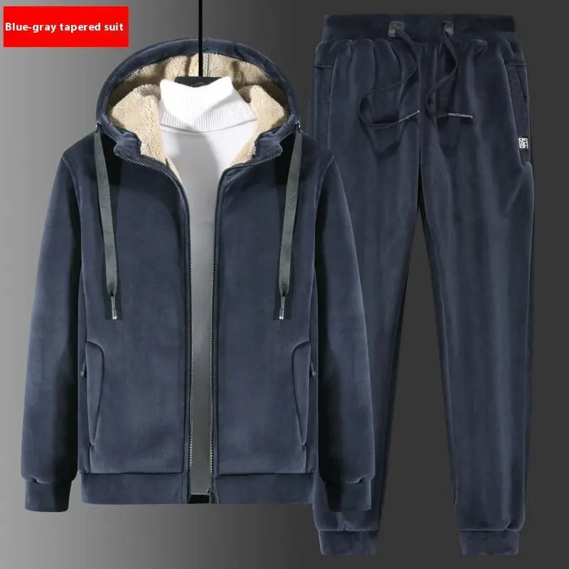 Winter Silver Fox Velvet Plus Size Sweatshirt And Sweatpants Two-piece Set Douson Odeh